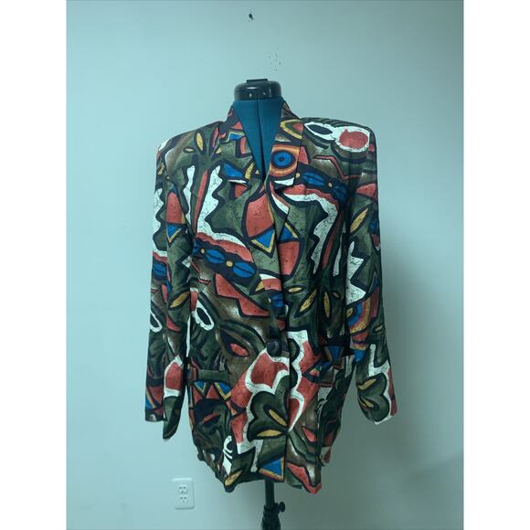 Vintage Barrie Stephens 10 Womens Light Top Blouse Made In USA Geometric - Picture 1 of 11